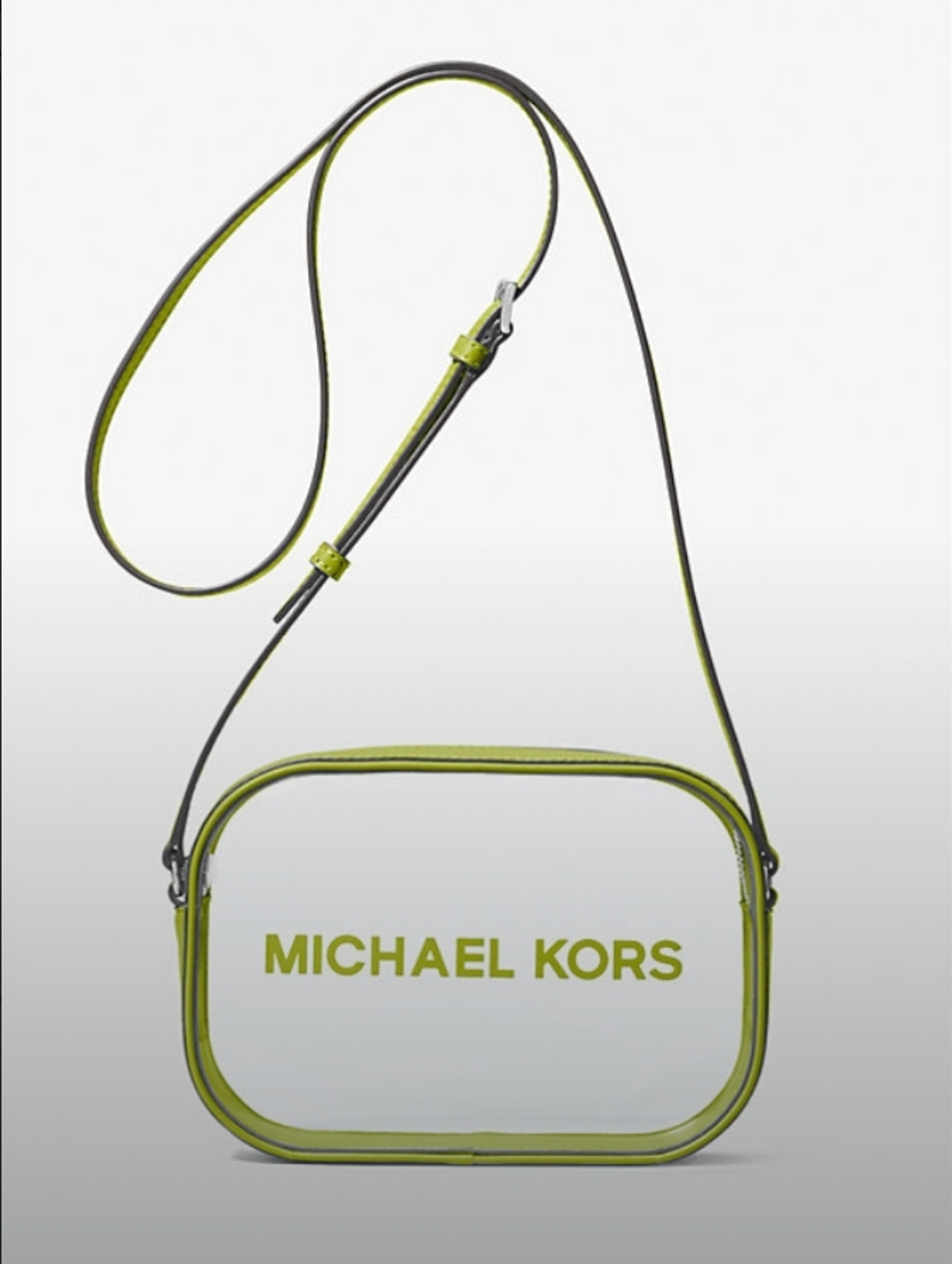 Michael Kors-Jet Set Travel Oval Camera Crossbody Bag (Lime 🍋‍🟩) - Picture 2 of 10